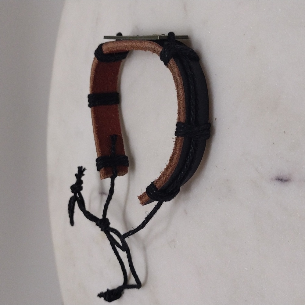 Bronze 3 Elephant with Thailand Black Leather Adjustable Bracelet BA-14 - Picture 3 of 9